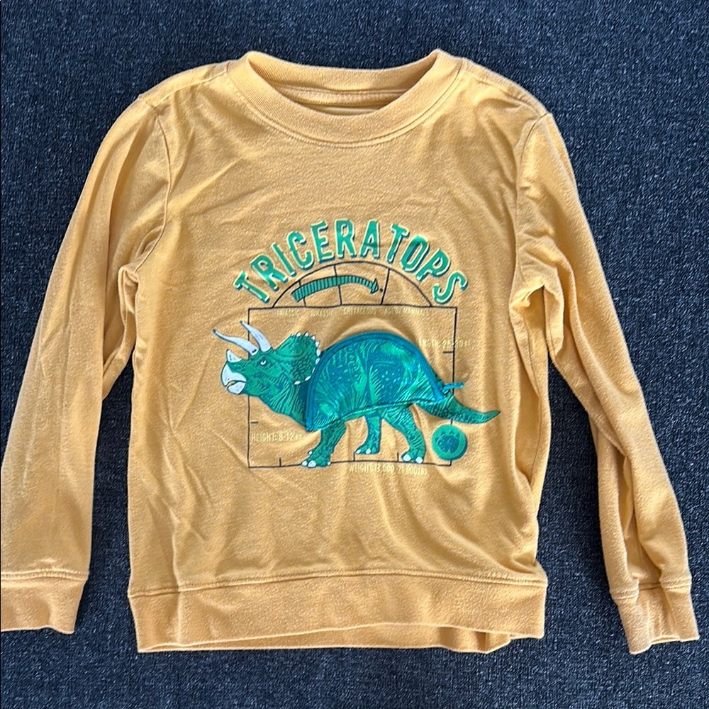 Cat & Jack Yellow Long Sleeve Tee with Dinosaur Graphic